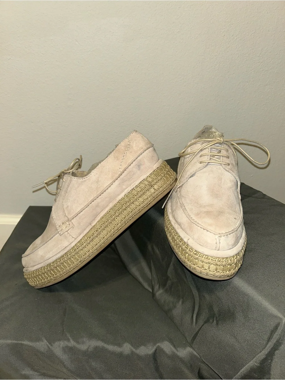 NEW Rachel Comey Beige Suede Espadrille Platform Lace-Up Shoes Sz 9.5